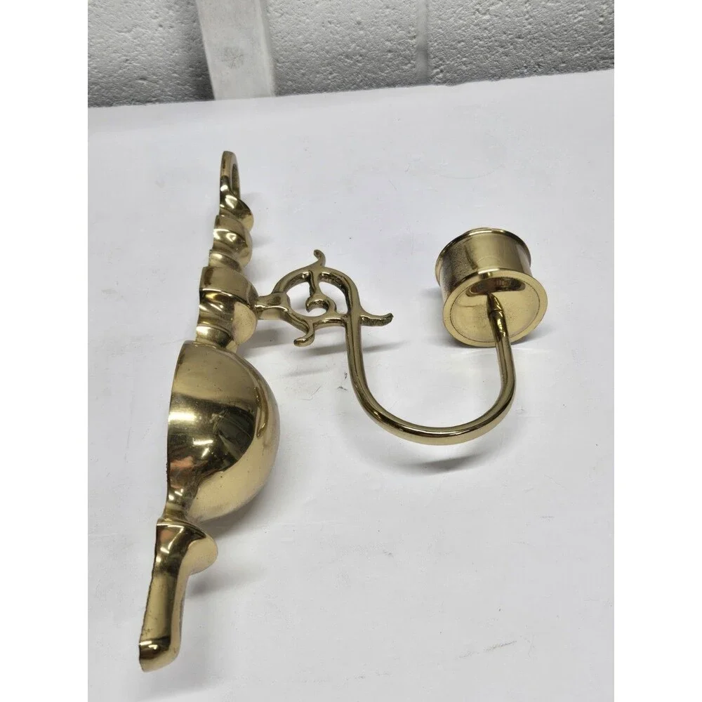 Set of Solid Brass Georgian Style Wall Sconce Set - a Pair Vintage